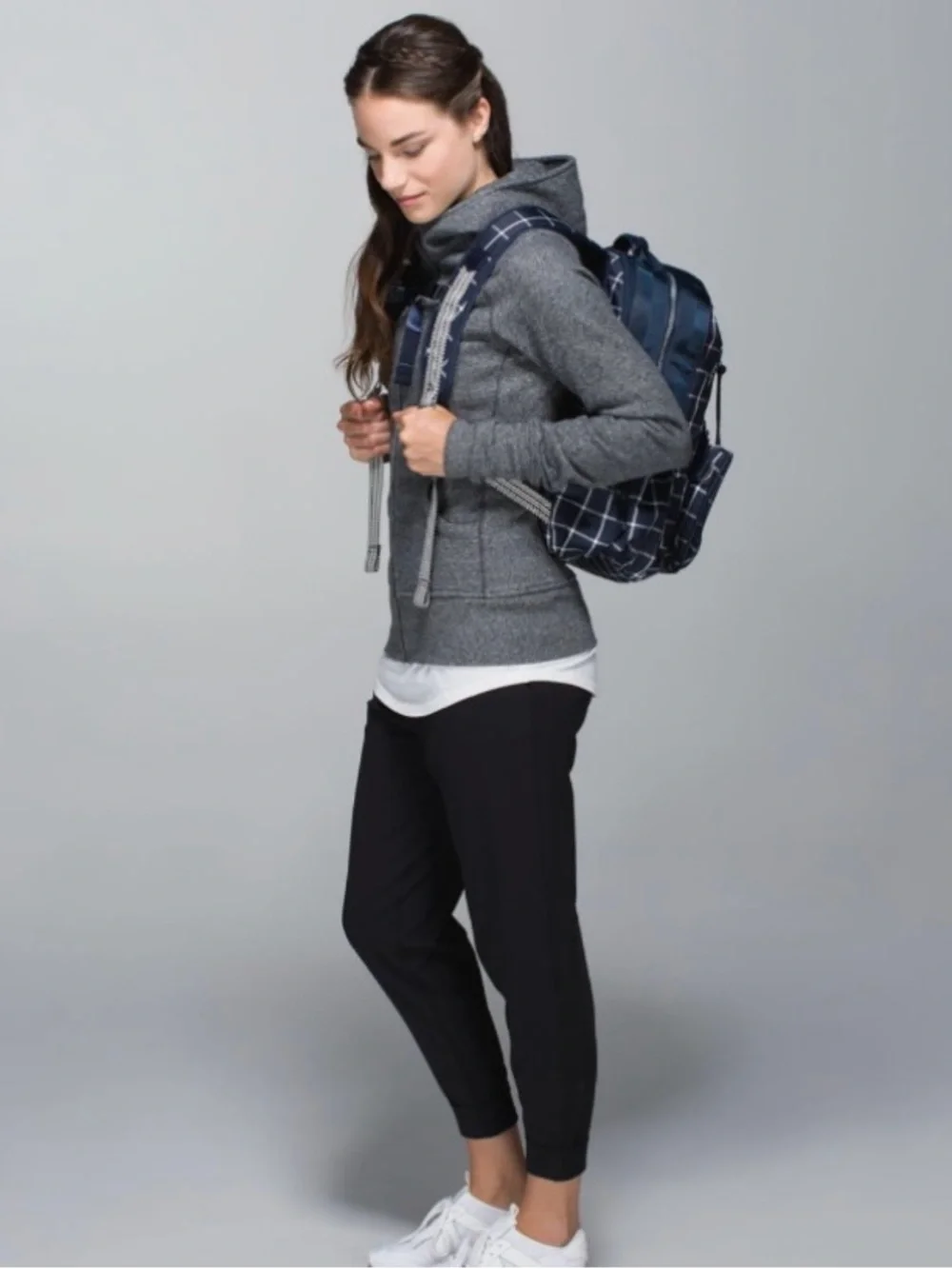 Lululemon Back To Class Backpack Pacific Check Inkwell Ghost Blue Plaid